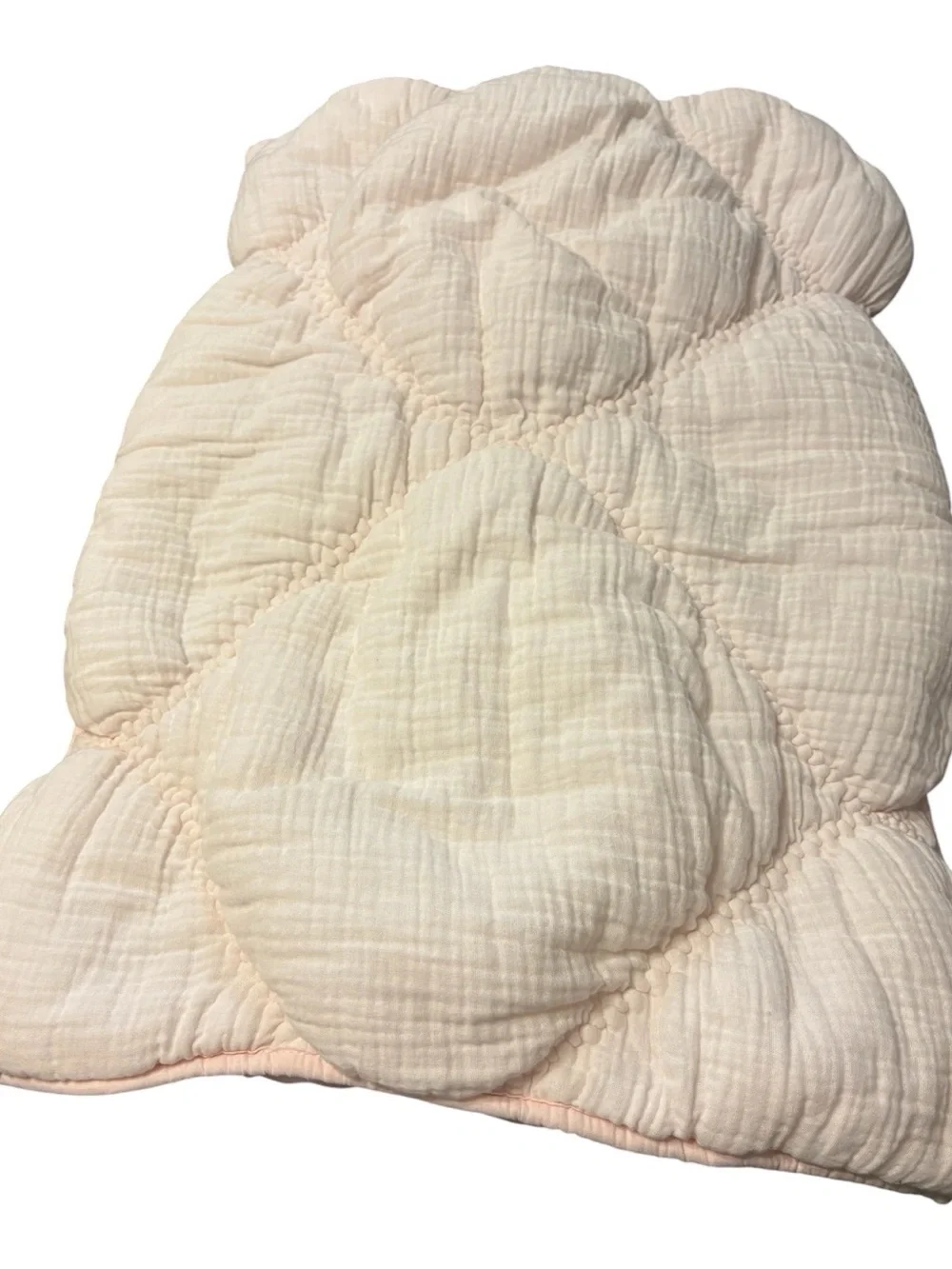 Pottery Barn Teen Quilted Muslin Pillow Sham Pale Pink Blush Cris Cross Puffy